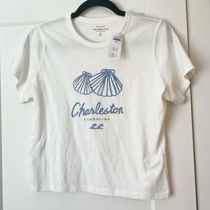 Abercrombie & Fitch White T-Shirt with Charleston Print